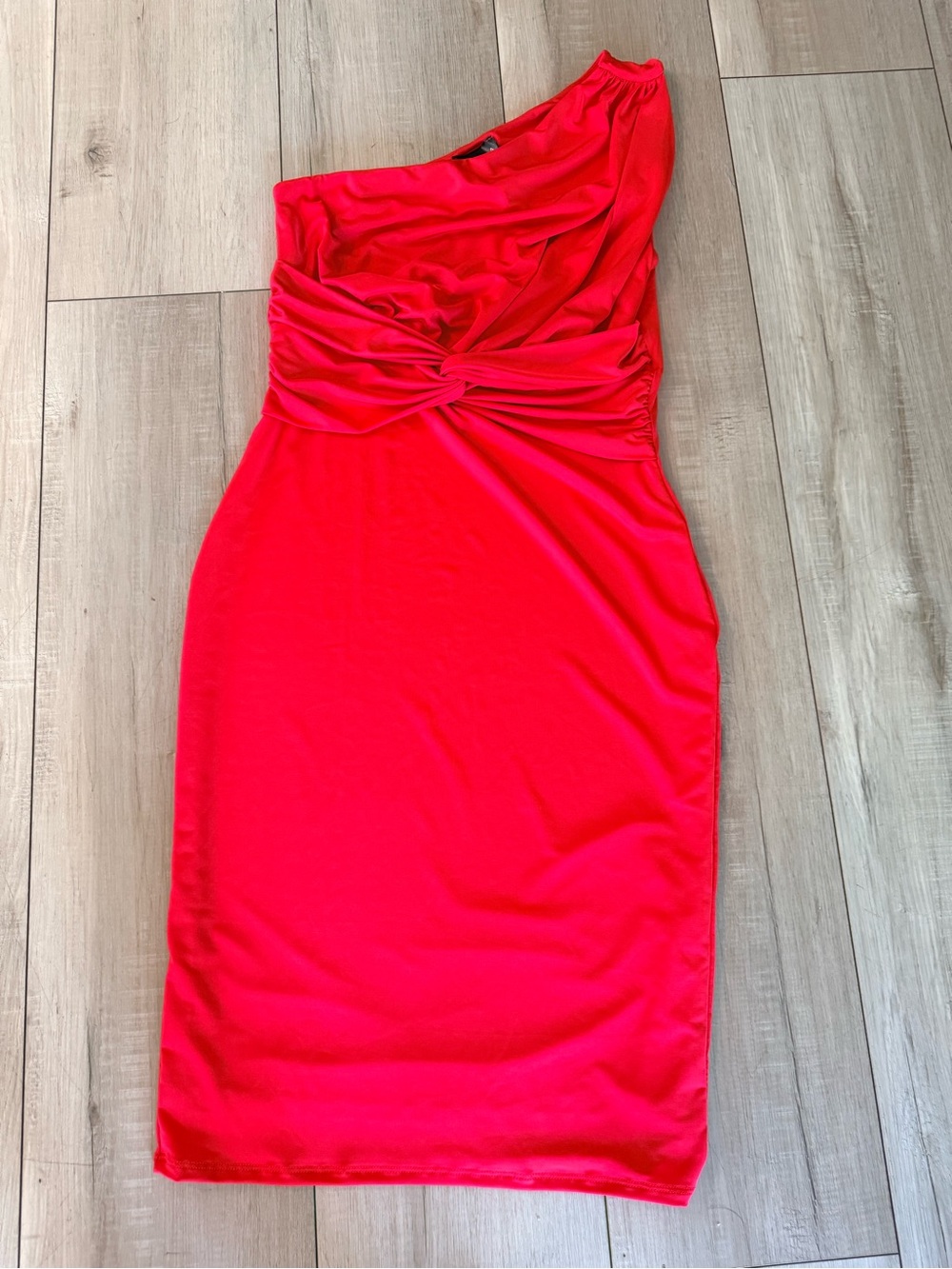 Emprada One-Shoulder Twist Midi Dress in Vibrant Red- Never worn